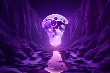 Poster purple color abstract landscape view of moon background wallpaper © Ivanda