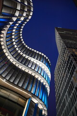 Gebaeude in Frankfurt, nachts