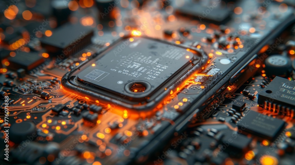 Poster repair of a disassembled cell phone. broken smartphone, electronic components, mobile processor on t