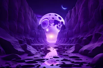 Draagtas purple color abstract landscape view of moon background wallpaper © Ivanda