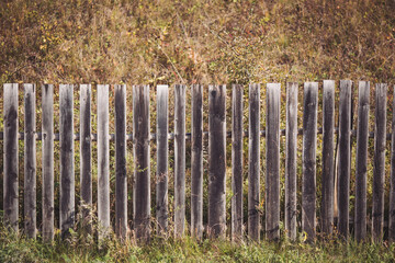Old gray wooden fence background. Fragment of an old wooden fence close-up. old wooden fence with...