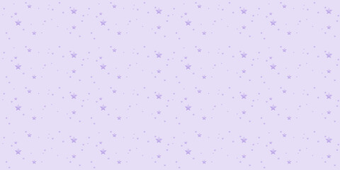 A pretty pattern of purple stars of various sizes on a seamless pastel purple background.	