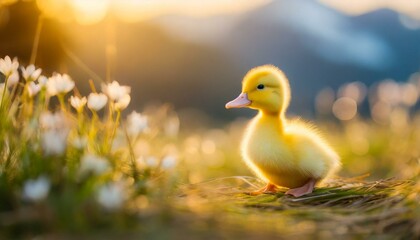 little duck in the grass