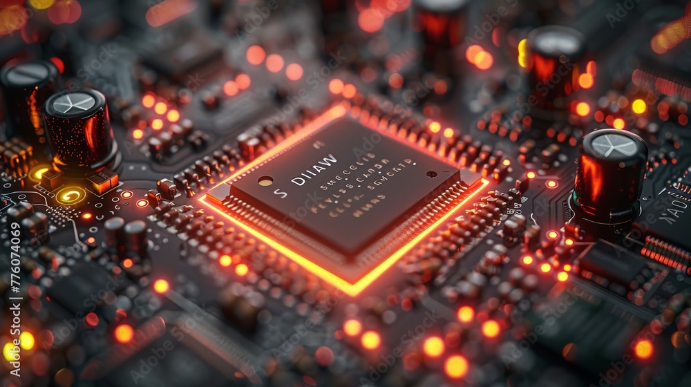 Leinwandbilder the cpu of a phone, microchips, smd electronic components on the circuit board or motherboard. repai