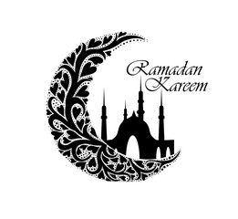 Ramadan Karim Arabic monochrome. Ramadan Kareem holiday. hand drawing. Not AI, Vector illustration