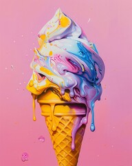 Ice Cream art exhibition, featuring paintings, sculptures, and installations inspired by ice cream , illustration