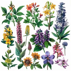 Invasive species, botanical illustration for educational purposes, detailed harmful effects and identification, informative and alerting , vibrant color