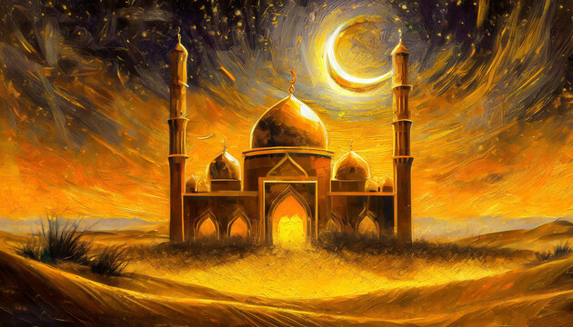 Golden mosque background card