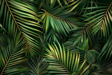 Abstract background with palm leaves, tropical greenery pattern. exotic tropical backdrop for design projects that evoke the feeling of being in paradise.