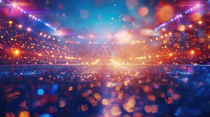 Enchanting Stage Lights and Bokeh, mesmerizing concert stage aglow with radiant lights and bokeh, capturing the energy of a live performance