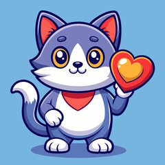 cute-cat-with-love-sign-hand-cartoon-illustration