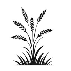 Fototapeta premium Green grass silhouette. Cartoon lines of plants and shrubs for boarding and framing, eco and organic logo element. Vector set spring field planting shapes lawn or borders garden on white background 
