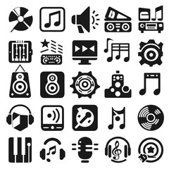 Music notes icon set, Music notes symbol, vector illustration
