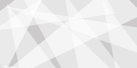 Abstract background with white and gray transparent material in triangle shapes with geometric style. Space design concept. Decorative web layout or poster, banner.