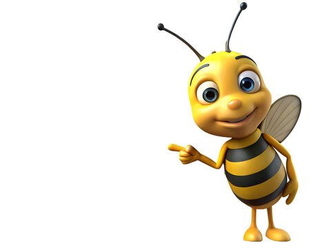 3d bee with a sign