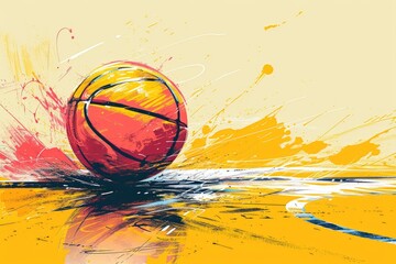 Playful Yellow Basketball Design for Sports Graphics