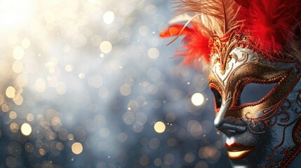 Mystery and Elegance: Carnival Mask with Silver Background
