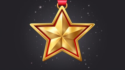 Gold medal with star symbol. award and victory concept 