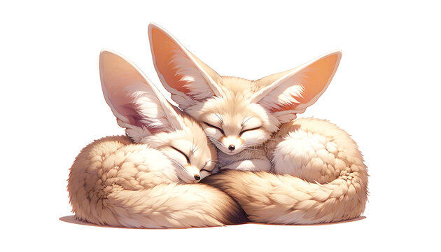 two fennec fox sleeping