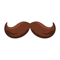 Gentleman brown mustache mask. Trendy fun curly hair with curved shape in classic retro style for disguise and vector party