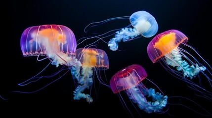  Group of luminescent jellyfish 