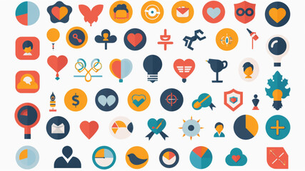 Graphic design flat icons set. Design, creativity, draw, stationary, illustration, portfolio, software, website icons and more signs. Flat icon collection Vector