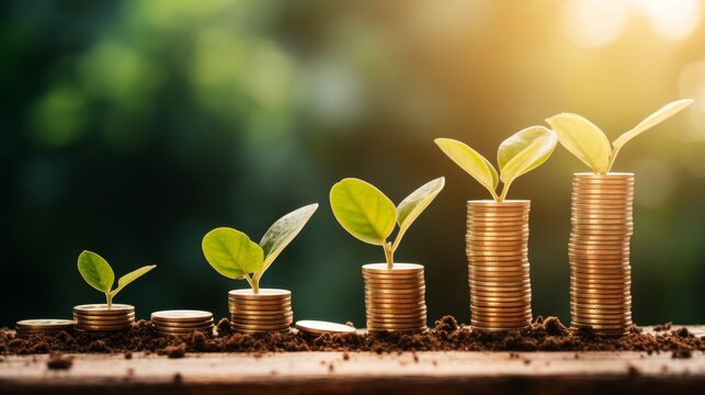 Growth Investment - Plant Sprouting from Coins 