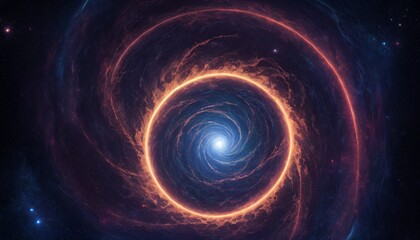 A mesmerizing red spiral galaxy unfolds in space, a grand tapestry of stellar creation and destruction, set in the silent vastness.