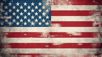 Grunge American Flag - Vintage Patriotic Banner.