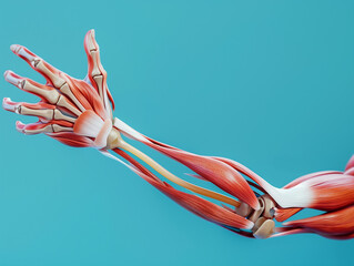 Obraz na płótnie Canvas Mensch Digital durchleuchtet, sichtbare Anatomie von Muskeln und Skelett, KI generiert