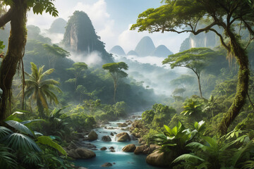 river in tropical jungle
