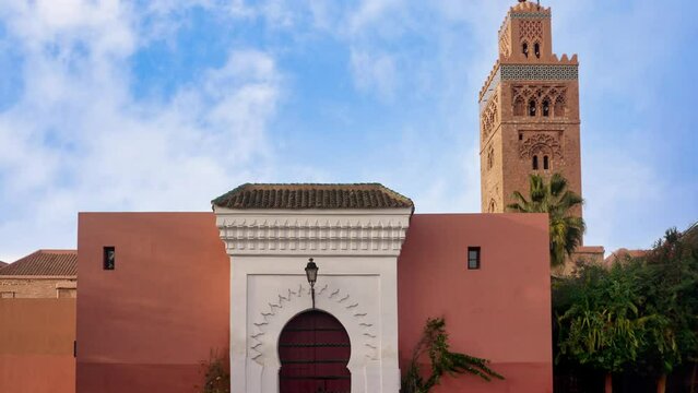 Koutoubia Mosque in Marrakesh Morocco at sunny day