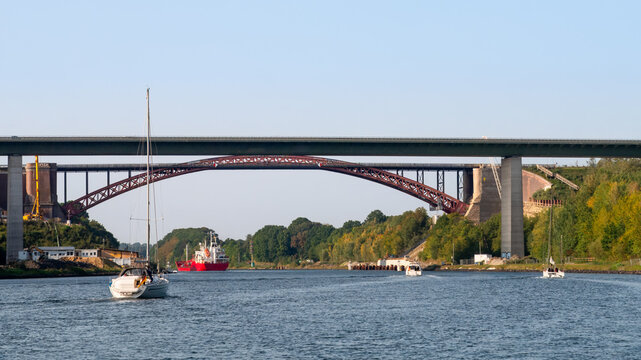 Levensau High Bridge over Kiel Canal, Schleswig-Holstein, Germany