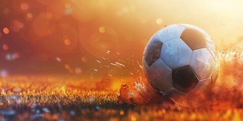 Soccer-themed background or lively soccer pitch: Vibrant setting
