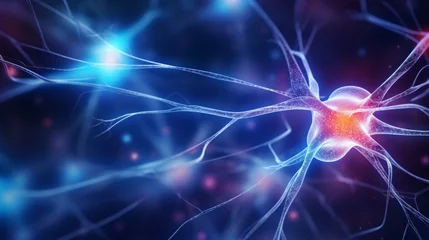 Fotobehang Human brain close-up showing neural pathways and neurons firing © JH45