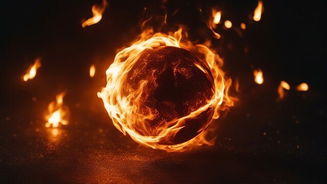 explosion with alpha channel A magic fire ball flying in the darkness, casting a spell of destruction 