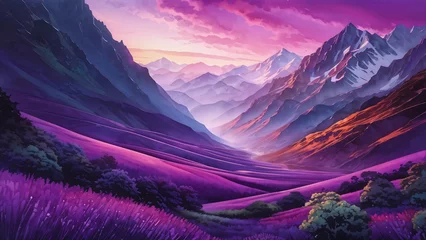 Fotobehang a purple sunset. Generative AI © 영은 이