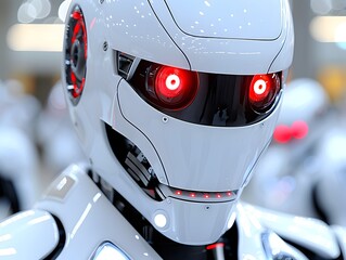Robots with Red Eyes in Business Setting