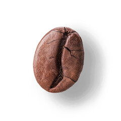 coffee bean as a concept of a good coffee shop coffee, with transparent background and shadow