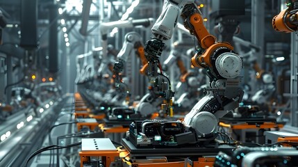 Fototapeta premium Precision Automation: Robotics Arms in Action