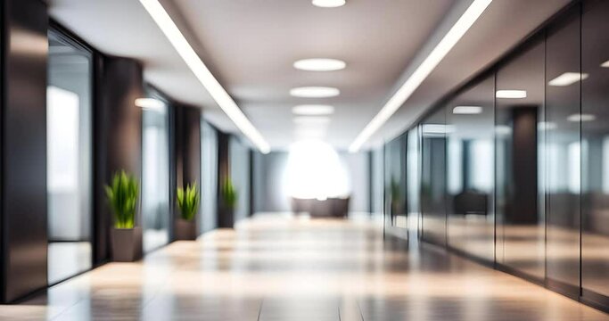 An animation of walking faster and faster through the office hallway and being surrounded by light. オフィスの廊下を段々早く歩いて光に包まれるアニメーション