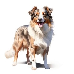 Australian shepherd. Australian shepherd dog clipart. Watercolor illustration. Generative AI. Detailed illustration.
