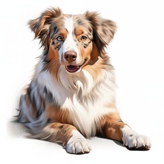 Australian shepherd. Australian shepherd dog clipart. Watercolor illustration. Generative AI. Detailed illustration.