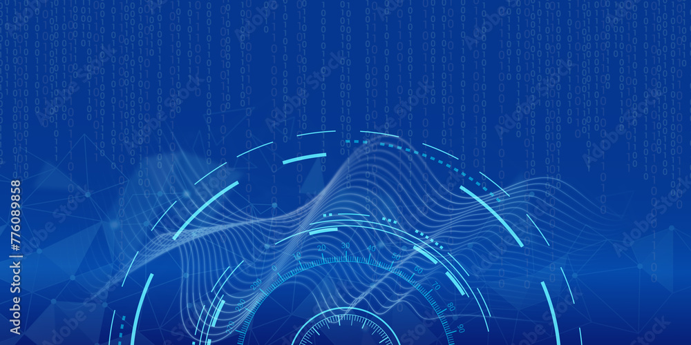 Aufkleber big data, global network, artificial intelligence. technological background with binary code, wave g