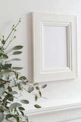 Minimalist White Picture Frame on Wall
