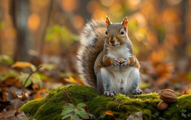 Obraz premium Autumn Squirrel Moment