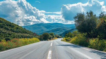 Countryside road trip, scenic routes and local flavors, freedom on wheels - obrazy, fototapety, plakaty