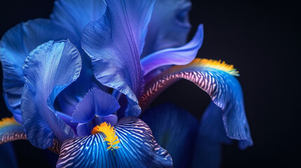 Realistic macro photography of a flower, against a background of deep darkness, allows you to examine every detail of its structure, making you admire its amazing architecture.