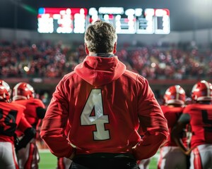 Football coachs halftime talk, words weaving hope, strategy and spirit
