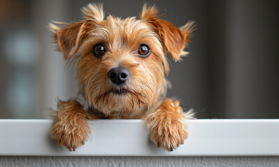 Adorable small brown Yorkshire Terrier puppy , Generative AI	
